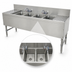 Thumbnail image #3 for Advance Tabco Prestige 4-Compartment Stainless Steel Underbar Sink Unit with Left and Right Drainboards and 2 Faucets, 96-Inch Wide