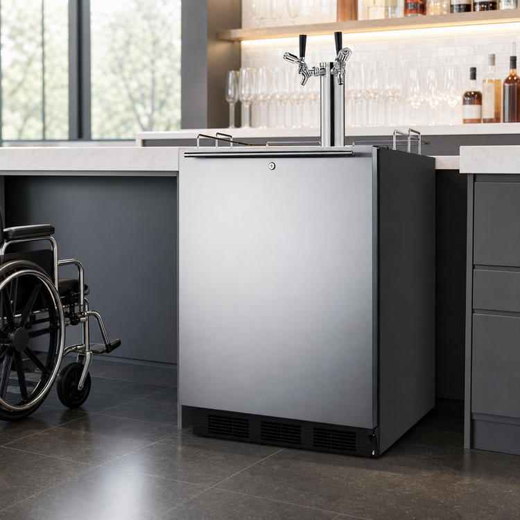 Product image #4 for Summit Commercial ADA-Compliant Dual-Tap Kegerator, Built-In/Freestanding, 5.5 Cu. Ft., 2 1/6-Barrel Keg Capacity