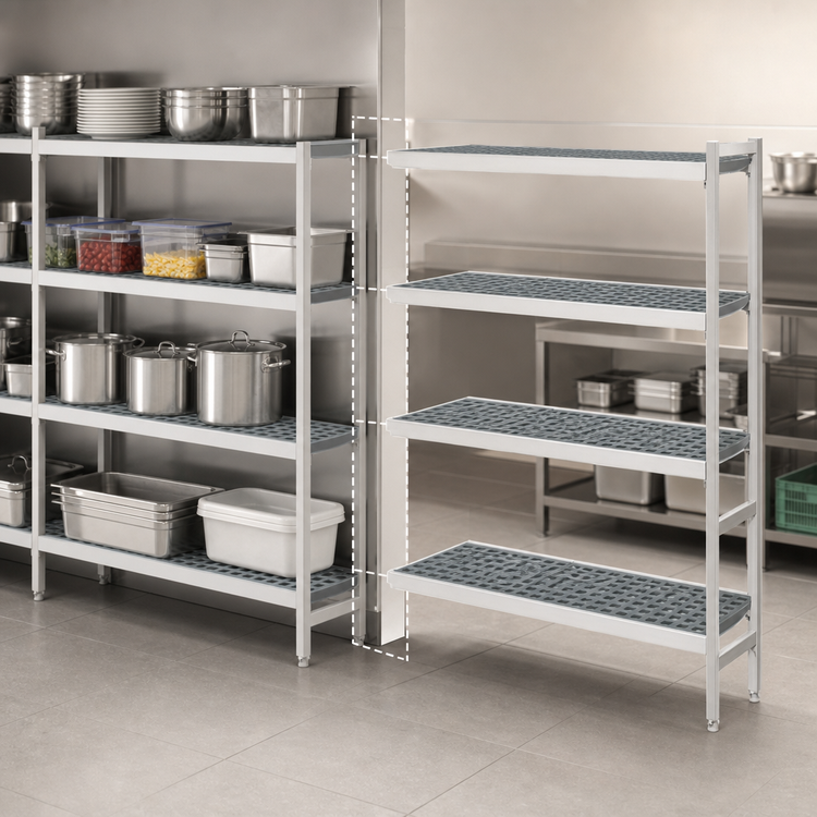 Product image #3 for Fermostock 4-Tier Polymer Shelving Expansion Kit, 71" H x 31" W x 14" D