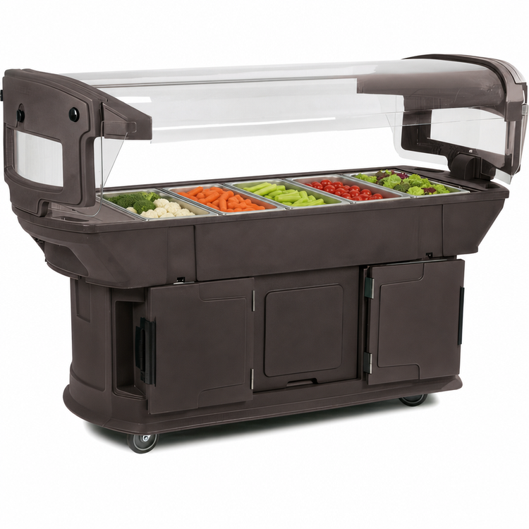 Product image #4 for Maximizer 6-Foot Mobile Ice-Cooled Food Bar with Tilting Acrylic Sneeze Guard, 6-Pan Capacity
