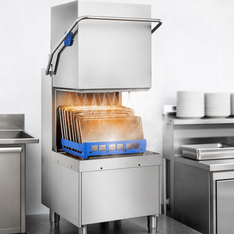 Product image #3 for Blakeslee D-18-1 Hood-Type High-Temp Dishwasher with Booster Heater, 30 Racks/Hour, 220-240V, 1-Phase