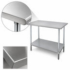 Thumbnail image #3 for Advance Tabco Special Value Series ELAG-304-X 16-Gauge 430 Stainless Flat-Top Work Table, Adjustable Galvanized Undershelf, 48 x 30 in
