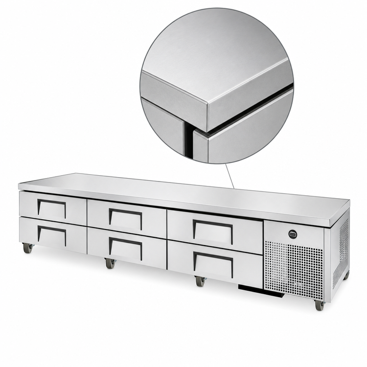 Product image #3 for True 110-Inch Wide 6-Drawer Refrigerated Chef Base with Stainless Steel Top