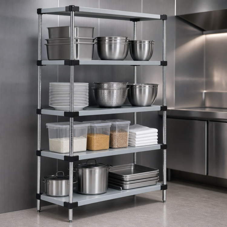 Product image #3 for Quantum 42"W x 18"D x 86"H Solid Stainless Steel Shelving Starter Kit