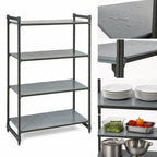 Thumbnail image #3 for Cambro Camshelving® Basics Plus CBU183672S4580 4-Tier Solid Polypropylene Stationary Starter Shelving Unit, 18"D x 36"W x 72"H, Brushed Graphite