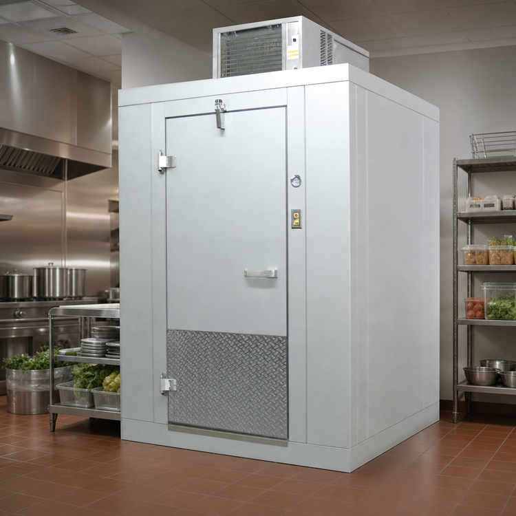 Product image #3 for Arctic Industries 8' x 6' Indoor Walk-In Cooler with Floor, Acrylume Finish, and Top-Mounted Self-Contained Refrigeration