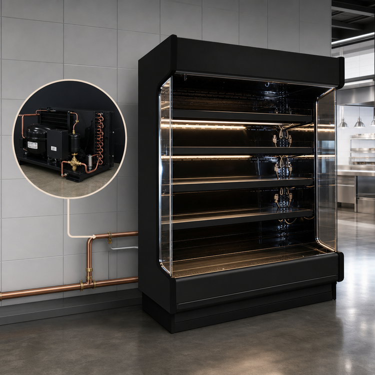 Product image #3 for Howard-McCray 99-Inch Low-Base Open Merchandiser with Remote Refrigeration and Lighted Shelves