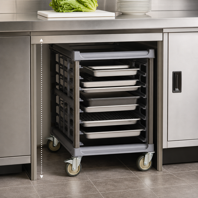 Product image #4 for Cambro Ultimate Undercounter Mobile Sheet Pan Rack, 8 Full-Size or 16 Half-Size Capacity, 3-Inch Rail Spacing