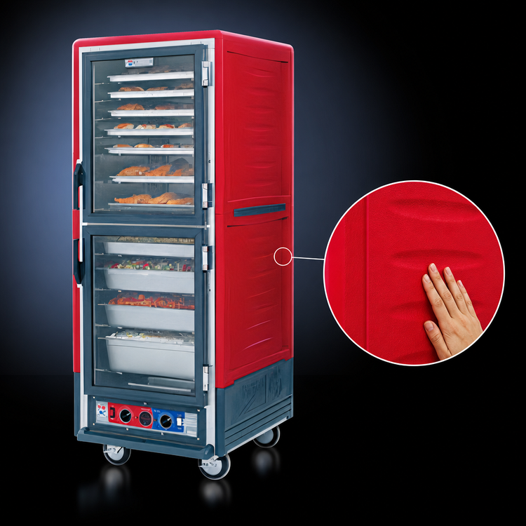 Product image #3 for Metro C5 3 Series Full-Height Low Watt Heated Holding and Proofing Cabinet with Red Insulation Armour and Clear Dutch Doors