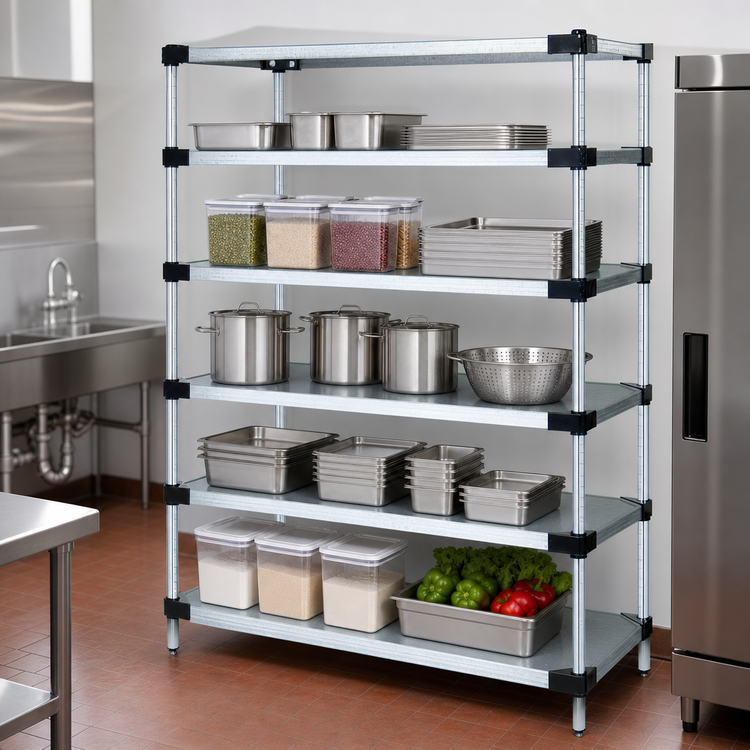 Product image #3 for Quantum Solid Shelving Starter Kit, 72 Inch Wide x 12 Inch Deep x 86 Inch High, 5-Shelf Stationary Unit