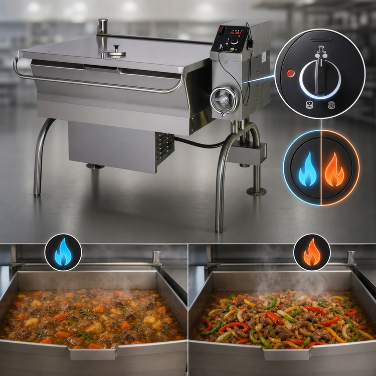 Product image #3 for Cleveland Range PowerPan 40-Gallon Natural Gas Tilting Skillet with Open Base and Manual Tilt
