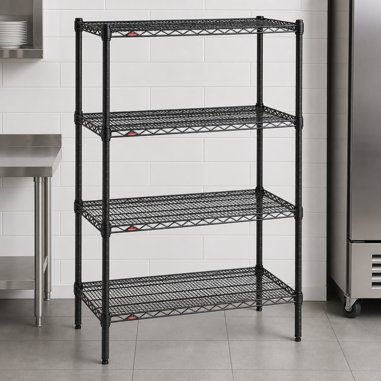 Product image #3 for Eagle Add-A-Shelf 4-Tier Wire Shelving Starter Unit, 48W x 14D x 63H, Black Epoxy