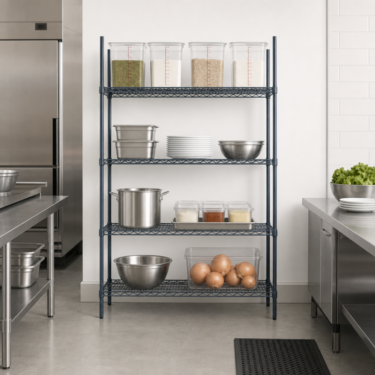 Product image #3 for Mixrite 24 x 24 Inch 4-Shelf Epoxy Wire Shelving Unit with 74-Inch Posts, Slate Gray