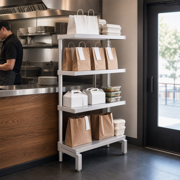 Product image #4 for New Age Aluminum Order Pick-Up Station Shelving Unit with Solid Adjustable Shelves, 30"W x 13-3/4"D x 60"H