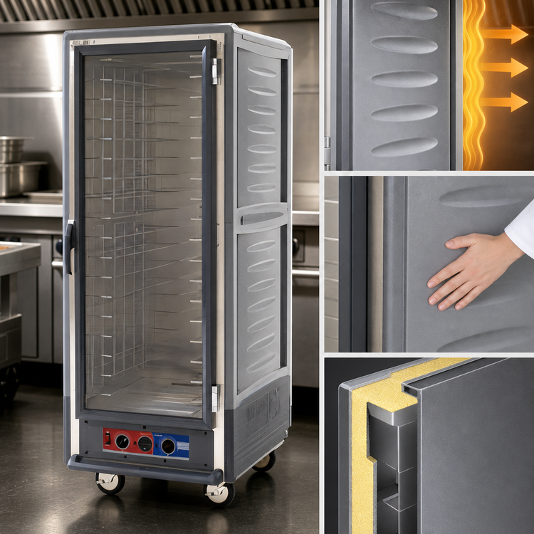 Product image #3 for Metro C5 Insulation Armour 3 Series Mobile Full-Height Heated Holding Cabinet, Gray, Clear Door, Low Watt, 35-Pan Capacity
