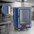 Thumbnail image #3 for Metro C5 Insulation Armour C535-HFC-4-BU Half-Height Mobile Heated Holding Cabinet, Insulated, Clear Door, 16 Hotel Pan Capacity