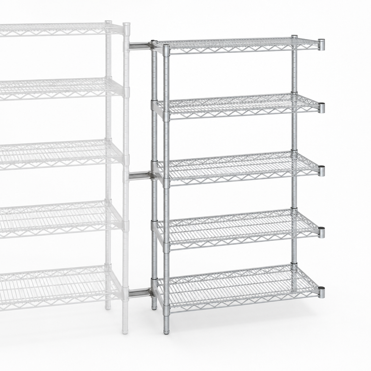 Product image #3 for EAGLEbrite 5-Tier Add-On Wire Shelving Unit, 24"W x 18"D x 86"H, Zinc Finish