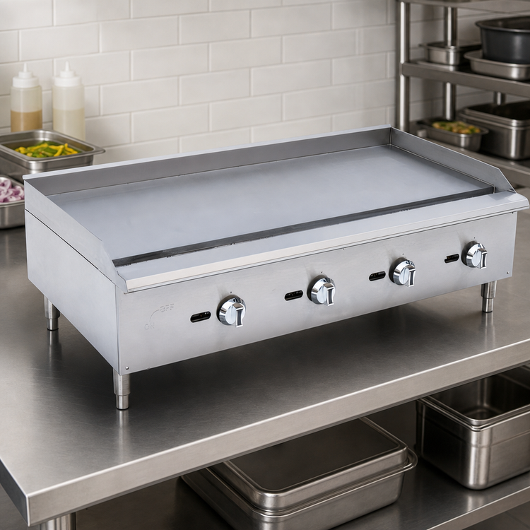 Product image #3 for Hurakan by Equip.me 48-Inch Countertop Gas Griddle with 4 Burners, 3/4-Inch Plate