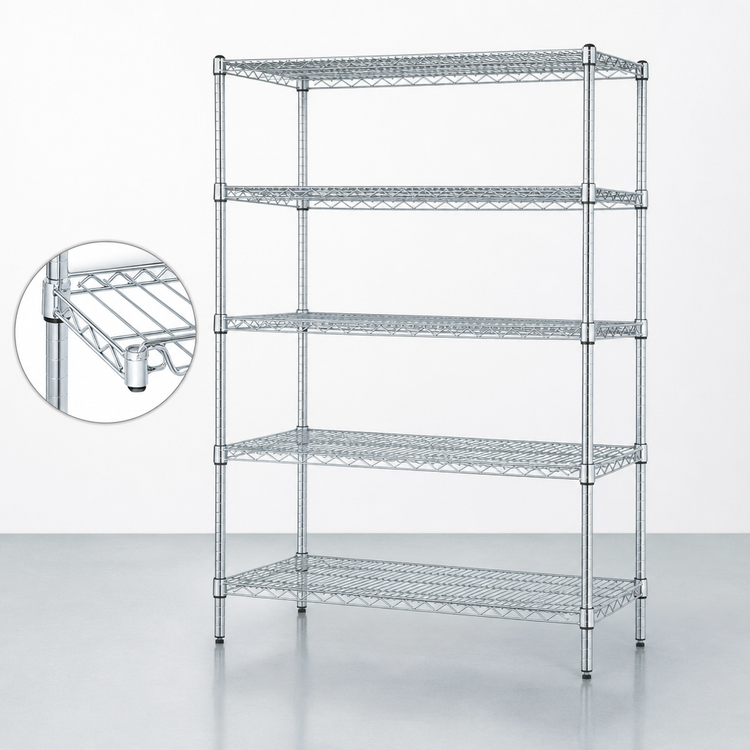Product image #3 for Quantum 42-Inch x 30-Inch x 54-Inch Stationary Wire Shelving Starter Kit, 5 Shelves, 304 Stainless Steel