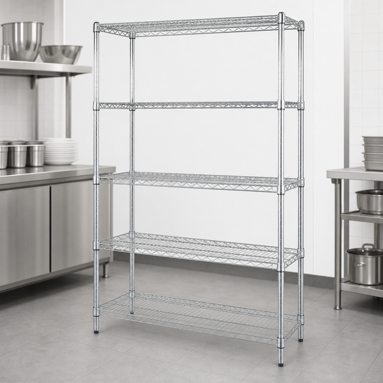 Product image #3 for Quantum 72"W x 36"D x 86"H Wire Shelving Starter Kit, 5 Shelves, Stationary, 304 Stainless Steel