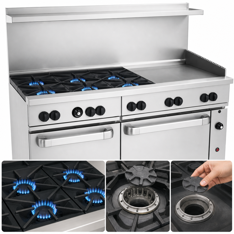 Product image #3 for Wolf Challenger XL 60-Inch Gas Restaurant Range with 6 Open Burners, 24-Inch Griddle, and 2 Standard Ovens