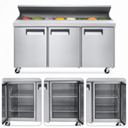 Thumbnail image #3 for Hurakan by Equip.me 70-Inch 3-Section Refrigerated Sandwich Prep Table, Self-Contained, Stainless Steel