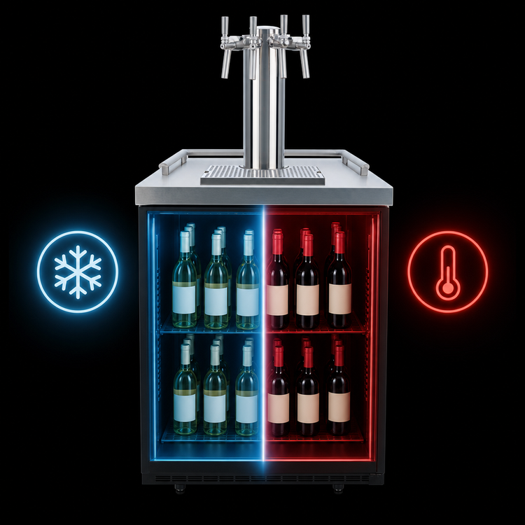 Product image #3 for Pro-Line E-Series One-Section Dual-Temperature Wine Cooler Dispenser, 25-Inch, 4-Faucet, Self-Contained Refrigeration