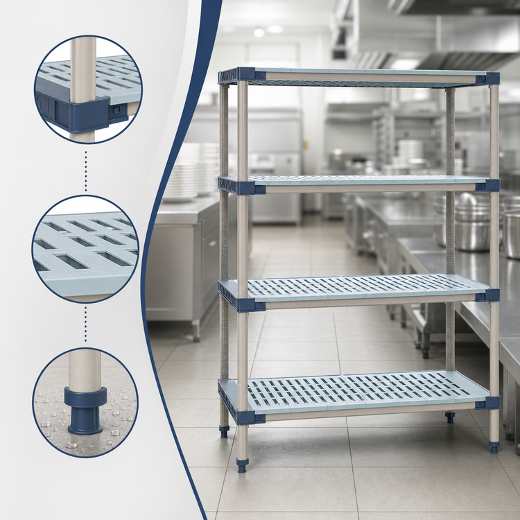 Product image #3 for MetroMax 4 All-Polymer Starter Shelving Unit, 42 x 21 x 74 Inches, 4 Shelves