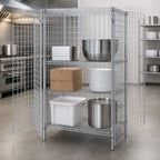 Thumbnail image #3 for Quantum 2436-63SEC Stationary Chrome Wire Security Cage, 36"W x 24"D x 63"H, with 2 Shelves and Locking Doors