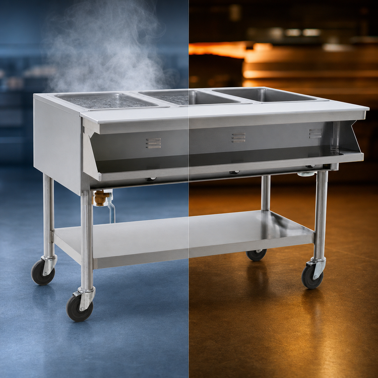 Product image #3 for Eagle Group Portable Electric Sealed Well Hot Food Table with Open Base, 2 Wells, 208V