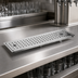 Thumbnail image #3 for Glastender Drop-In Rinser Faucet Drain Tray, 12 Inch Wide, Stainless Steel, 1/2 Inch Drain