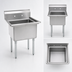 Thumbnail image #3 for BK Resources Commercial One-Compartment Sink with 18 x 18 x 12-Inch Bowl, 9-Inch Backsplash, and Galvanized Legs