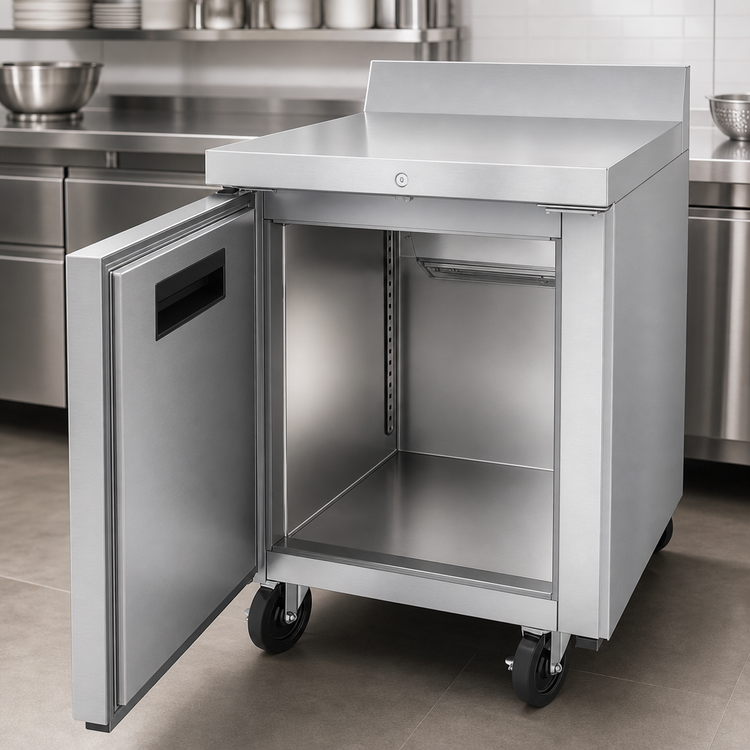 Product image #3 for Hoshizaki Steelheart WR27B 27-Inch One-Section Worktop Refrigerator with Solid Door, 7.21 Cu. Ft.