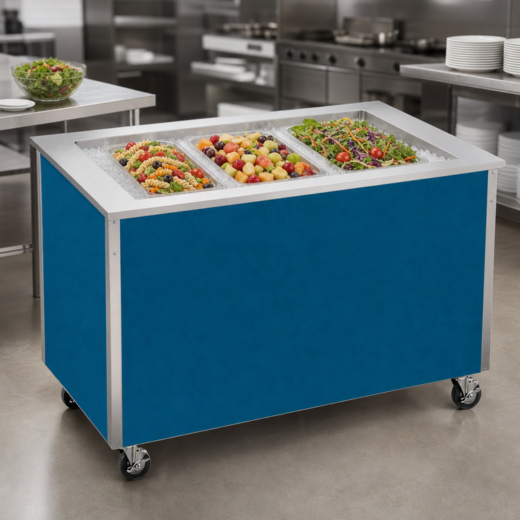 Product image #4 for Vollrath 4-Series Signature Server Stainless Steel Ice-Cooled Cold Food Station, 3-Pan, 46-Inch W x 28-Inch D x 27-Inch H