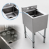 Thumbnail image #3 for Omcan USA 1-Compartment Under Bar Sink with 10 x 14 x 10 Inch Bowl, 3 Inch Backsplash, No Drainboard, and Galvanized H-Frame Legs