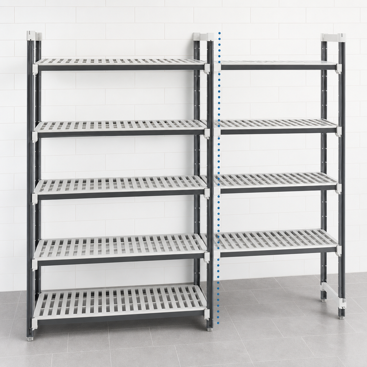 Product image #3 for Cambro Camshelving Elements XTRA 30" W x 18" D x 72" H 5-Tier Vented Stationary Add-On Polymer Shelving Unit