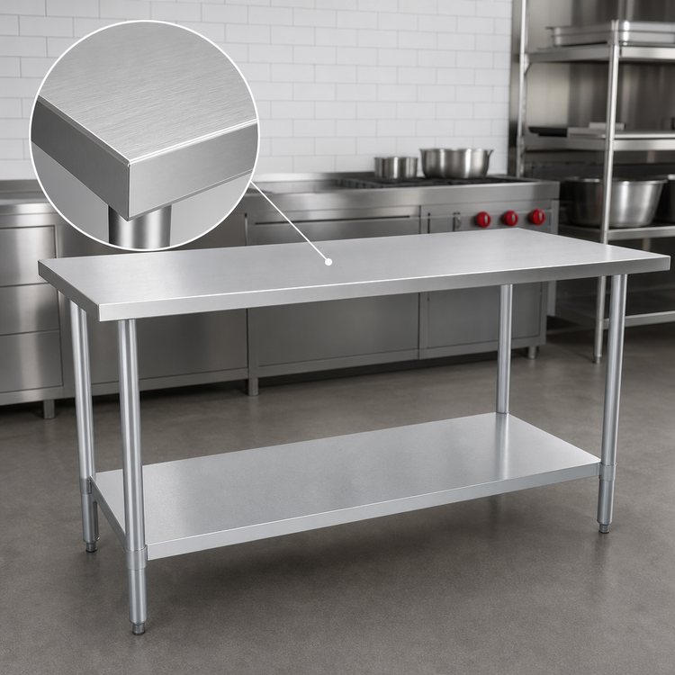 Product image #3 for Duke 30 x 24-Inch 14-Gauge 300-Series Stainless Steel Work Table with Galvanized Undershelf, 36-Inch High
