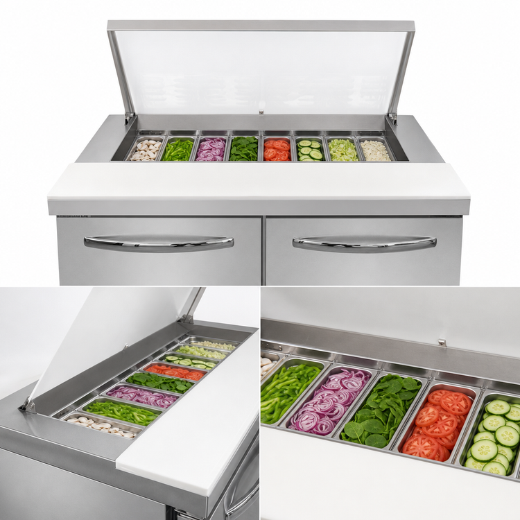 Product image #3 for Mighty Top SW36N12M-FB 36" Two-Section Refrigerated Sandwich Prep Table
