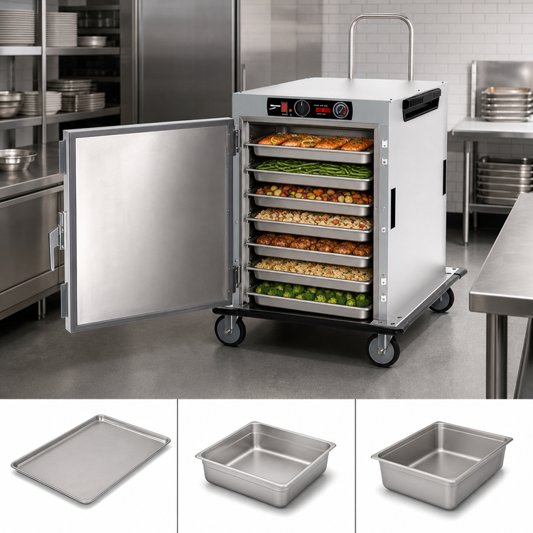 Product image #4 for Metro HotBlox™ Wide 8-Pan Half-Height Insulated Heated Transport Cabinet with Solid Door, Analog Controls