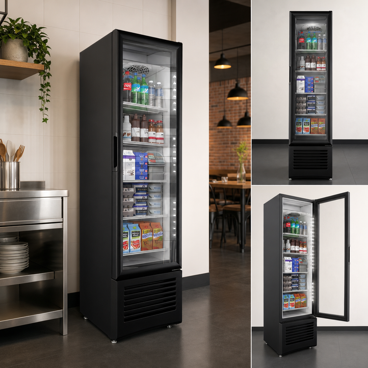 Product image #3 for Elite Series One-Section Reach-In Glass Door Merchandiser Refrigerator, 7.7 Cu. Ft., Black