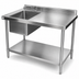 Thumbnail image #3 for 60-Inch Left-Side Stainless Steel Prep Sink Table with Backsplash and Undershelf