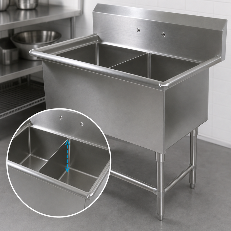 Product image #3 for John Boos Pro-Bowl 2-Compartment Floor-Mount Stainless Steel Sink with 30 in. x 24 in. x 14 in. Compartments