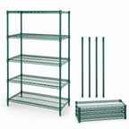 Thumbnail image #3 for Quantum WR63-2142P-5 5-Shelf Wire Shelving Starter Kit, 42"W x 21"D x 63"H, Green Epoxy Antimicrobial Finish