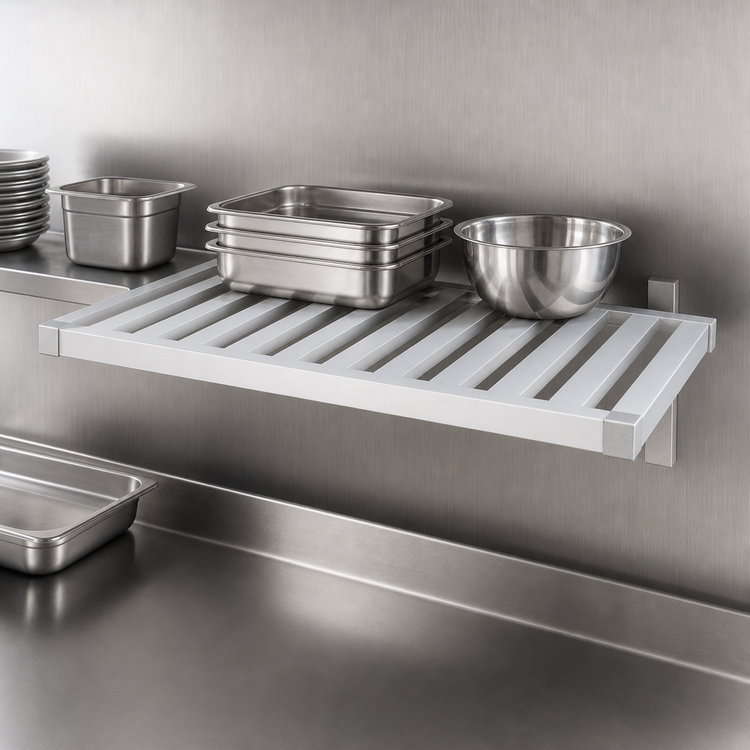 Product image #4 for New Age Adjust-A-Shelf T-Bar Wall-Mounted Shelf, 42 in. W x 15 in. D, Aluminum
