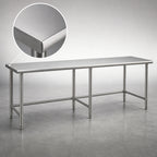Thumbnail image #3 for Eagle Group Budget Series T24120STB Flat Top Stainless Steel Work Table, 120"W x 24"D, Open Base, 430 Stainless Top, Six Legs