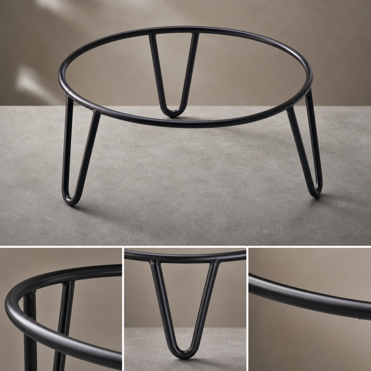 Product image #4 for American Metalcraft Loft Collection Rubberized Round Pizza Stand, 9.35-Inch, Black Rubber-Coated Steel