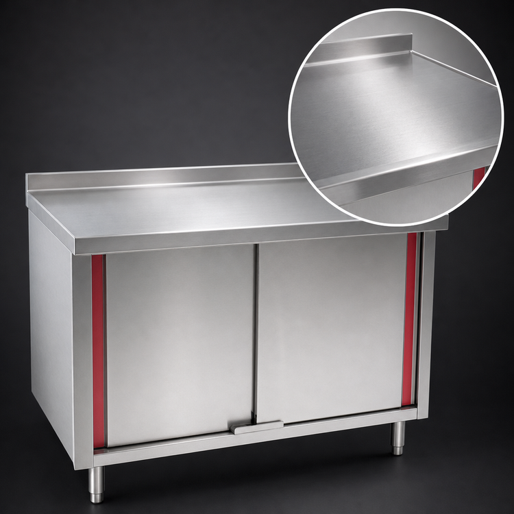 Product image #3 for Spec-Master Marine Series Stainless Steel Enclosed Work Table with Cabinet Base and Sliding Doors, 36 x 30 Inches