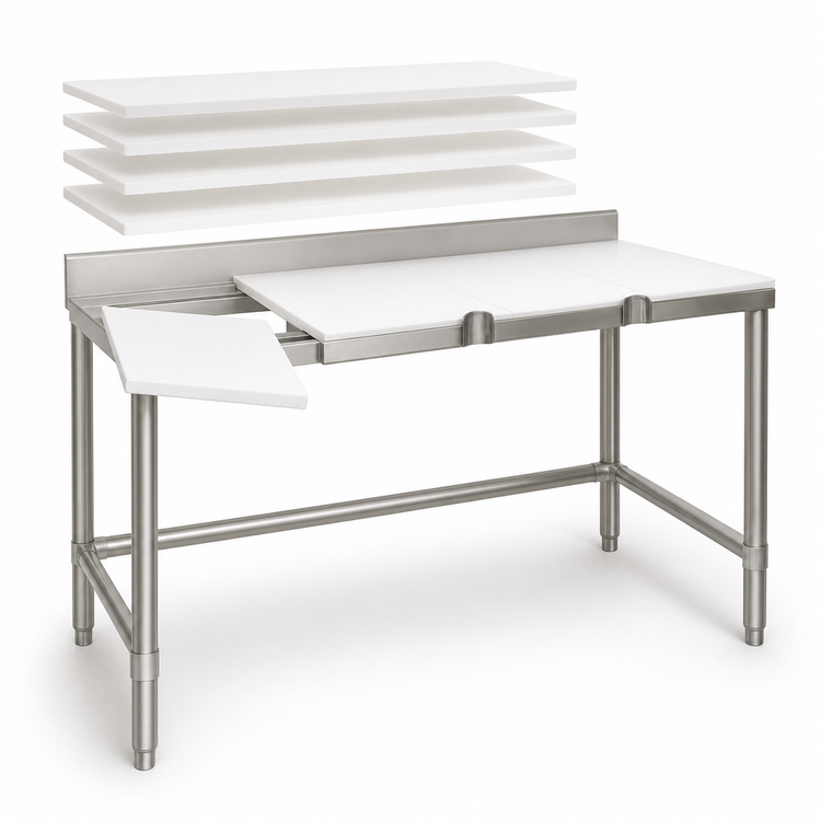 Product image #3 for Eagle Group 120-Inch x 30-Inch Poly Top Trimming Table with Stainless Steel Base
