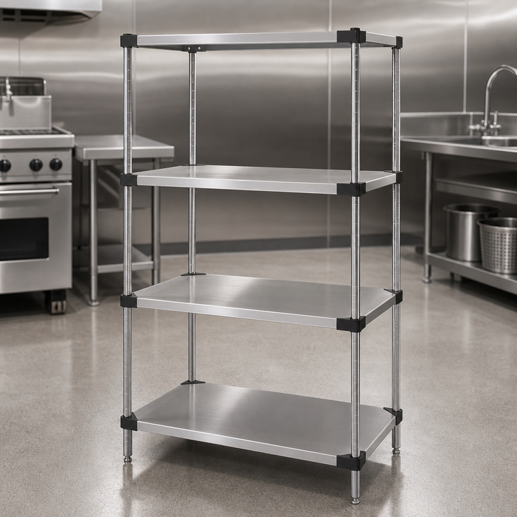 Product image #3 for Quantum 4-Shelf Solid Stainless Steel Shelving Starter Kit, 24 x 21 x 54 Inches