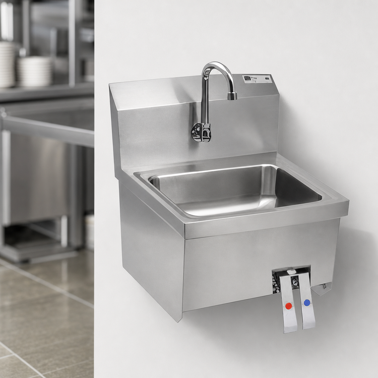 Product image #3 for John Boos Pro-Bowl Wall-Mount Stainless Steel Hand Wash Sink with Apron, 14 x 10 x 5 Inch Bowl, Faucet Included
